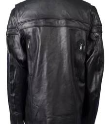 Men's black lambskin leather jacket  2 zip pocket