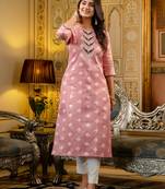 pink fancy silk blend kurta set