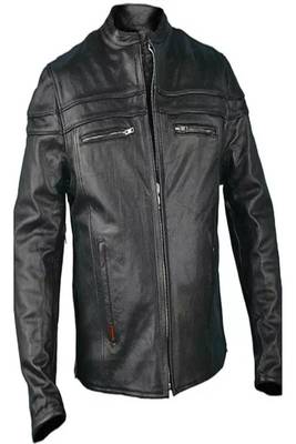 Men's black lambskin leather jacket  2 zip pocket 1