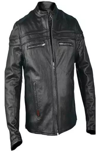 Men's black lambskin leather jacket  2 zip pocket