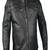 Men's black lambskin leather jacket  2 zip pocket