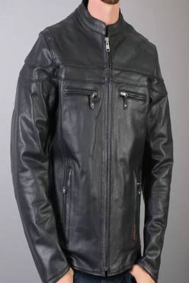 Men's black lambskin leather jacket  2 zip pocket 3