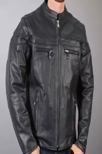 Men's black lambskin leather jacket  2 zip pocket