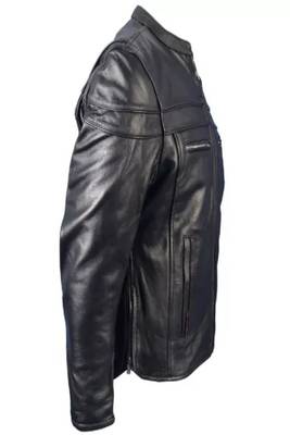 Men's black lambskin leather jacket  2 zip pocket 4