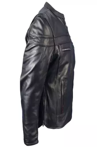 Men's black lambskin leather jacket  2 zip pocket