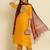 yellow fancy silk blend kurta set