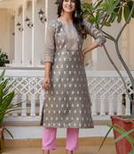 grey fancy silk blend kurta set