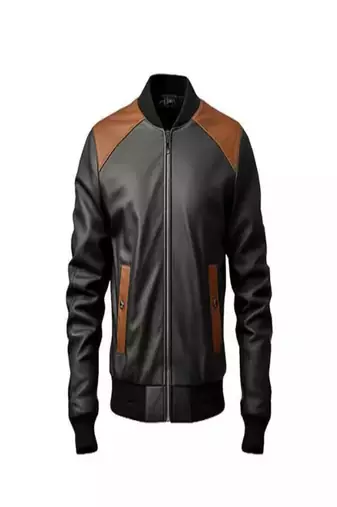 Men's black- brown bomber jacket  pure lambskin genuine leather