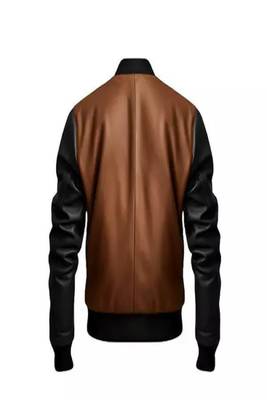Men's black- brown bomber jacket  pure lambskin genuine leather 3