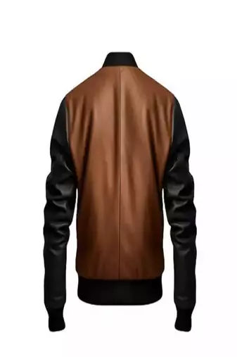 Men's black- brown bomber jacket  pure lambskin genuine leather