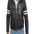 Men's black lambskin leather jacket -hoodie style