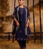 navy-blue fancy viscose kurta set