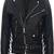 Men's black  lambskin leather jacket -lapel shoulder back fringe zipper style