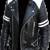 Men's black biker white strip lambskin leather jacket