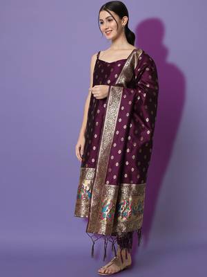wine fancy cotton silk kurta set 3
