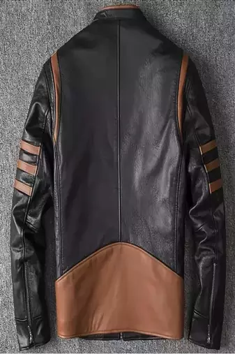 Mens brown hand strip lambskin genuine leather jacket biker motorcycle jacket