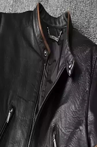 Mens brown hand strip lambskin genuine leather jacket biker motorcycle jacket