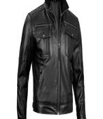 Mens soft motorcycle jacket pure lambskin leather jacket 2 pocket