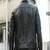 Mens black genuine lambskin leather jacket quilted hand zipper