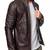 Mens maroon genuine lambskin leather jacket quilted hand zipper detail