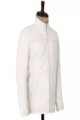 Mens white plain genuine lambskin leather jacket 1