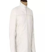 Mens white plain genuine lambskin leather jacket