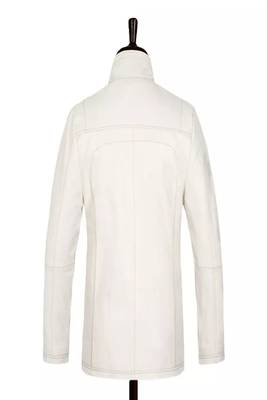 Mens white plain genuine lambskin leather jacket 2