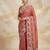 Dark Peach Color  embroidery work  Silk Blend Saree