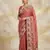 Dark Peach Color  embroidery work  Silk Blend Saree