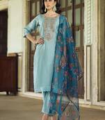 sky-blue fancy viscose rayon kurta set