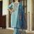 sky-blue fancy viscose rayon kurta set