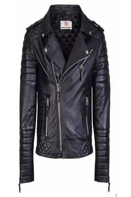 Stylish black genuine lambskin leather classic side zipper jacket 1