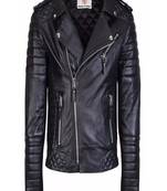 Stylish black genuine lambskin leather classic side zipper jacket