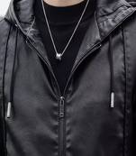Men's stylish black hoodie premium leather jacket soft lambskin