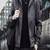 Men's black genuine lambskin leather jacket bomber hoodie jacket