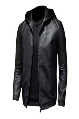 Men's black genuine lambskin leather jacket bomber hoodie jacket 2 1