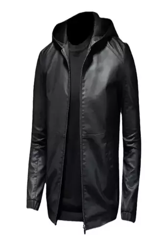 Men's black genuine lambskin leather jacket bomber hoodie jacket 2