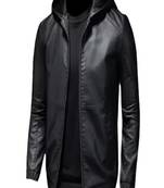 Men's black genuine lambskin leather jacket bomber hoodie jacket 2