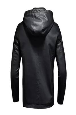 Men's black genuine lambskin leather jacket bomber hoodie jacket 2 2