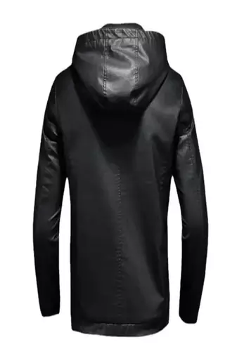 Men's black genuine lambskin leather jacket bomber hoodie jacket 2