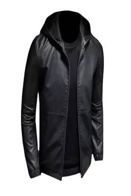 Men's black genuine lambskin leather jacket bomber hoodie jacket 2 3