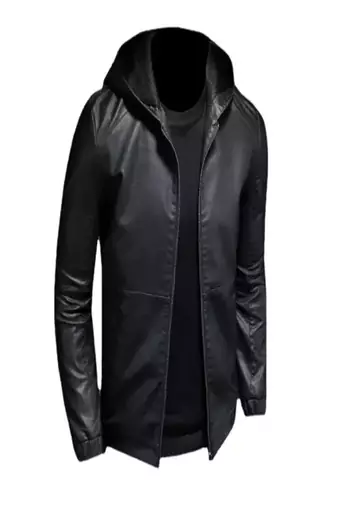 Men's black genuine lambskin leather jacket bomber hoodie jacket 2