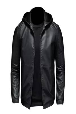 Men's black genuine lambskin leather jacket bomber hoodie jacket 2 4