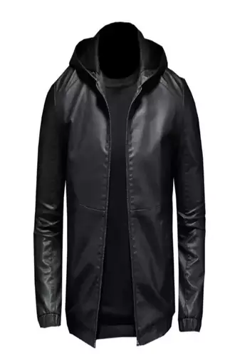 Men's black genuine lambskin leather jacket bomber hoodie jacket 2