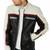 Men's white & black shoulder  genuine lambskin  leather jacket-café racer