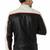 Men's white & black shoulder  genuine lambskin  leather jacket-café racer