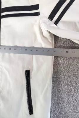 Men's white & black shoulder genuine leather jacket-café racer strip black 3