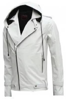 Black genuine soft lambskin leather moto biker jacket hoodie zipper jacket 1