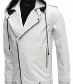 Black genuine soft lambskin leather moto biker jacket hoodie zipper jacket