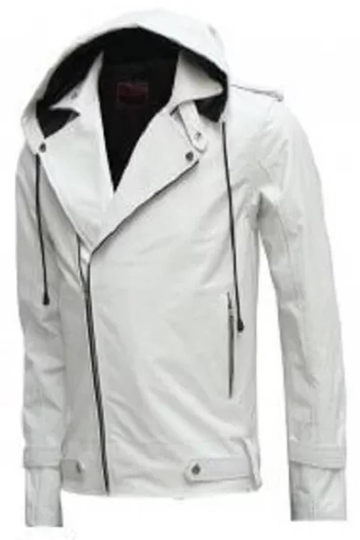 Black genuine soft lambskin leather moto biker jacket hoodie zipper jacket